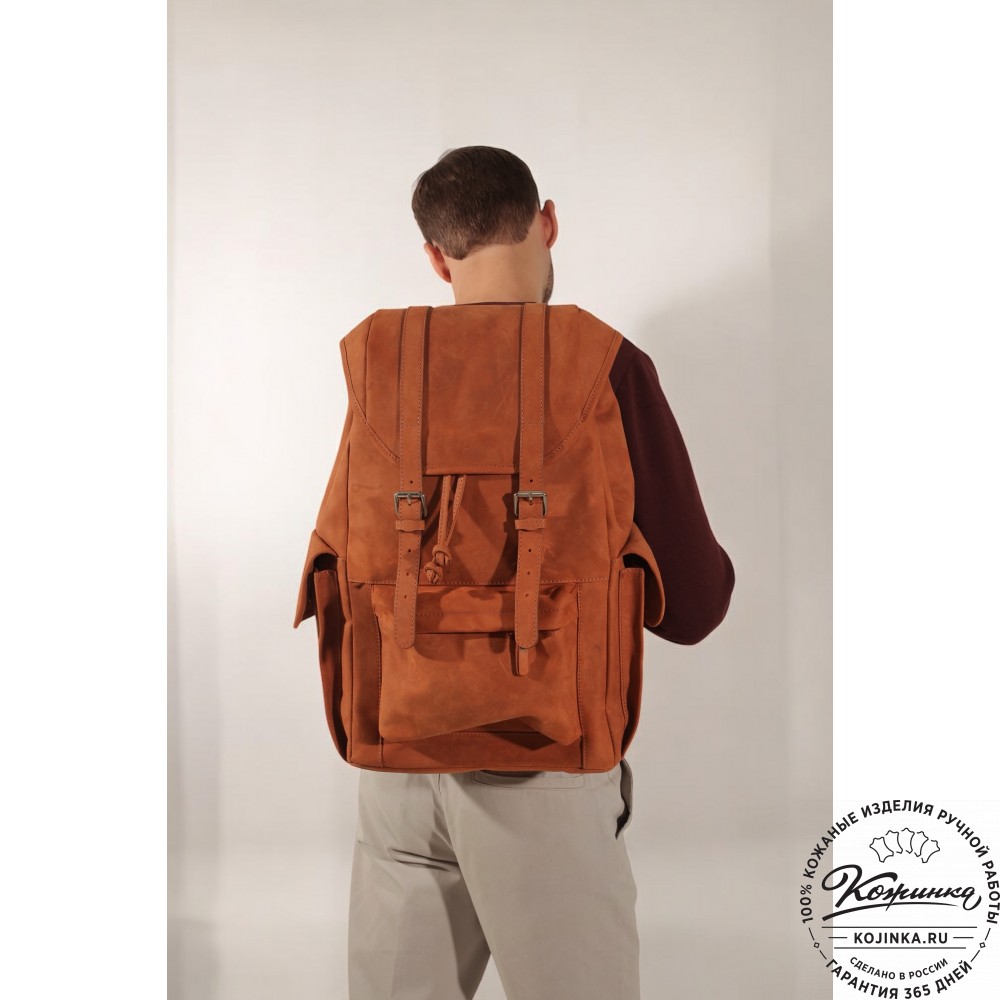  Кожаный рюкзак "Ганнибал" (рыжий крейзи) 